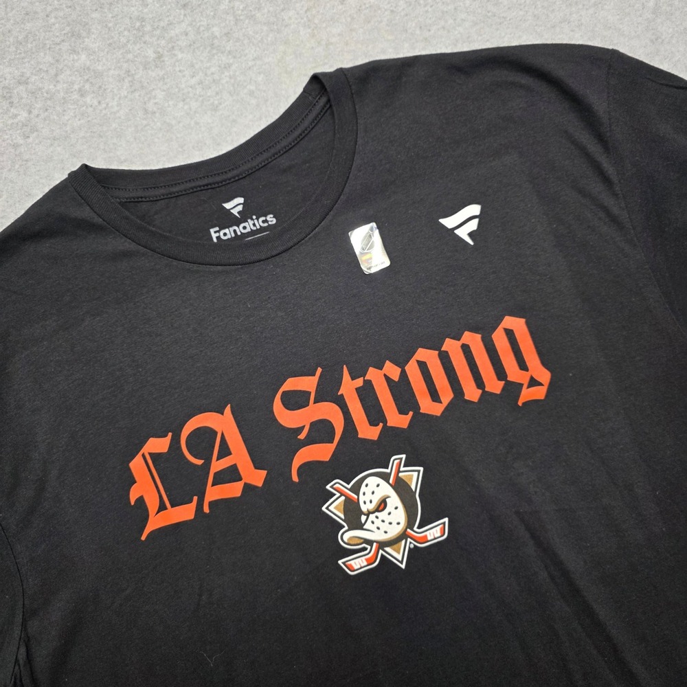 Fanatics LA Strong Anaheim Ducks NHL Hockey T Shirt‎ Men's XL Black Fan Gear NEW